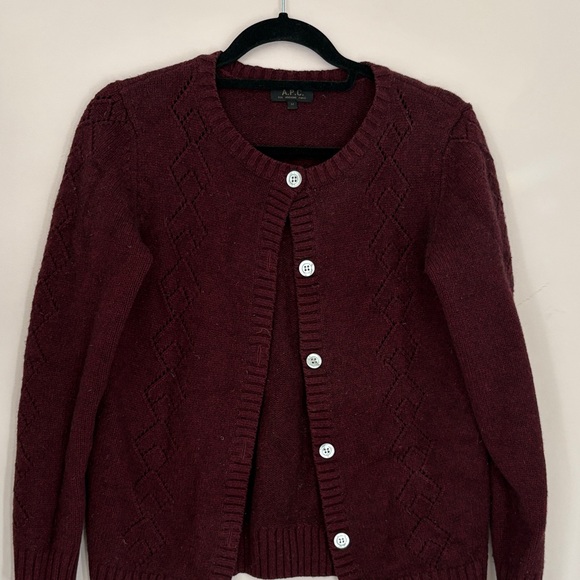 A.P.C. Sweaters - A.P.C. Deep Burgundy Cardigan